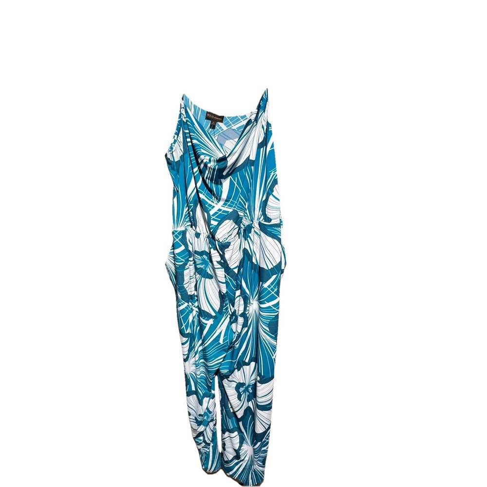Bold Elements‎ Jump Suit Chain Straps Turquoise Botanical 2x Cool Summer Dressy